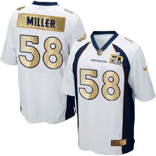 Nike Broncos #58 Von Miller White Men's Stitched NFL Game Super Bowl 50 Collection Jersey - Click Image to Close